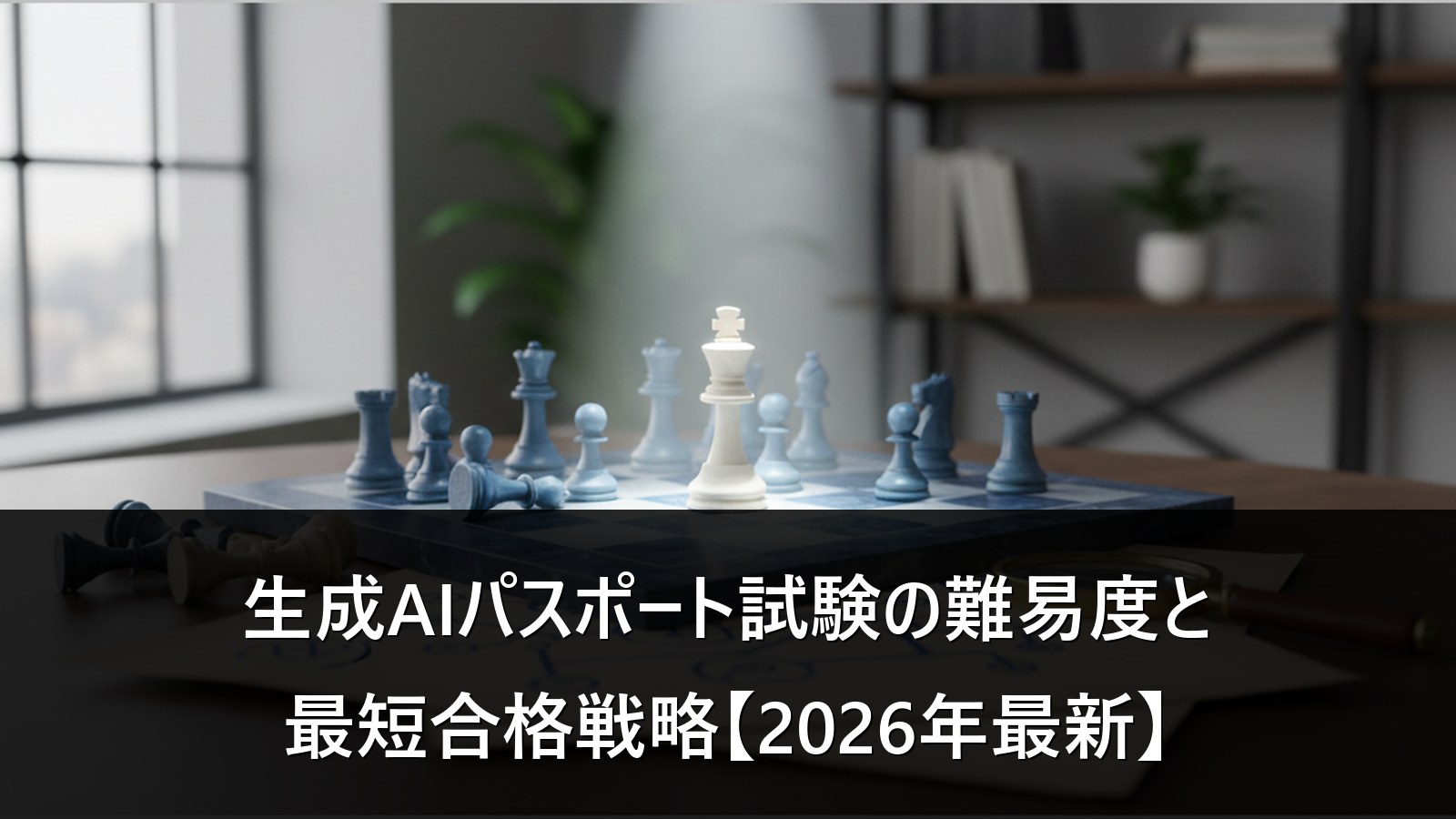 生成AIパスポート試験の難易度と最短合格戦略。チェスのイメージ